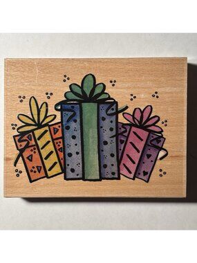 Sugarloaf Products Whispers Wood Mount Rubber Stamp Wrapped Presents Gifts Party